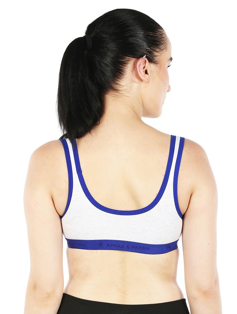 blue cotton blend sports bra - 20848389 - Standard Image - 2