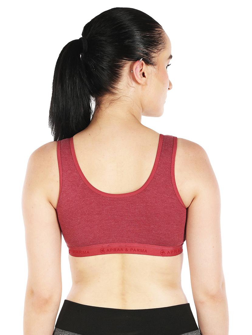 maroon cotton blend sports bra - 20848463 - Standard Image - 2