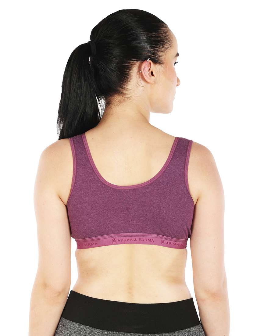 purple cotton blend sports bra - 20848464 - Standard Image - 2
