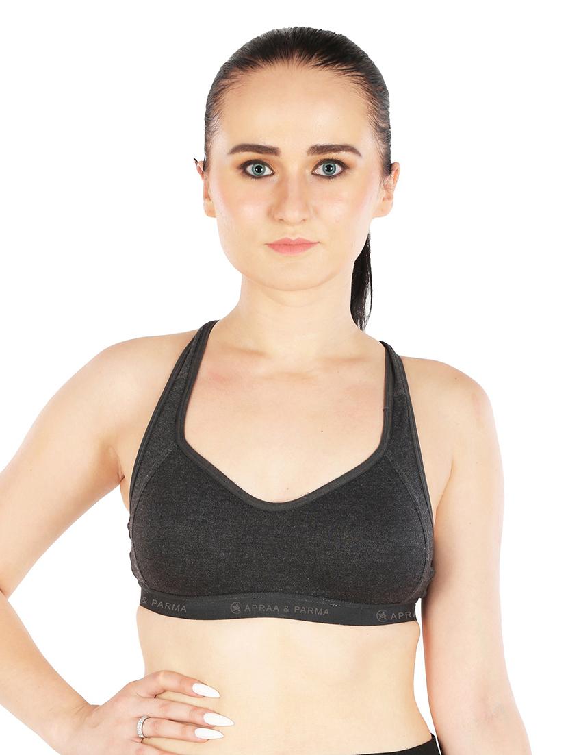black cotton blend sports bra - 20848468 - Standard Image - 2
