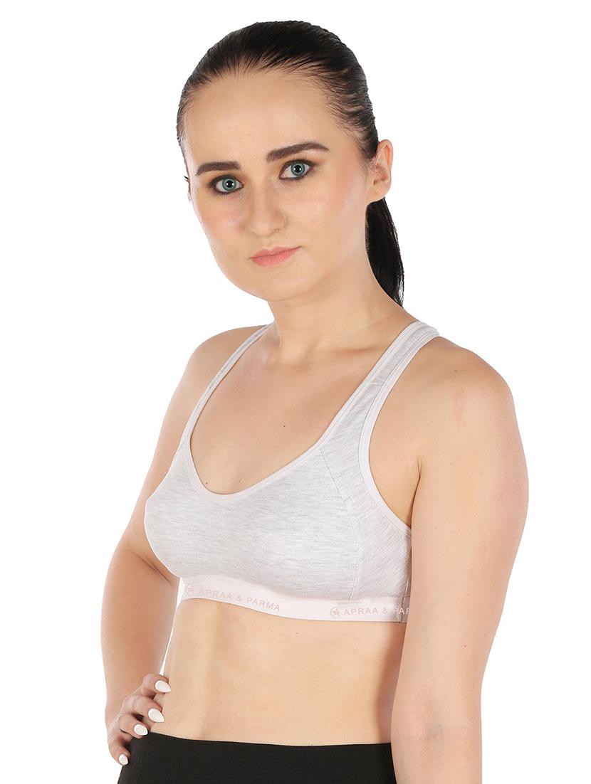 grey cotton blend sports bra - 20848470 - Standard Image - 2