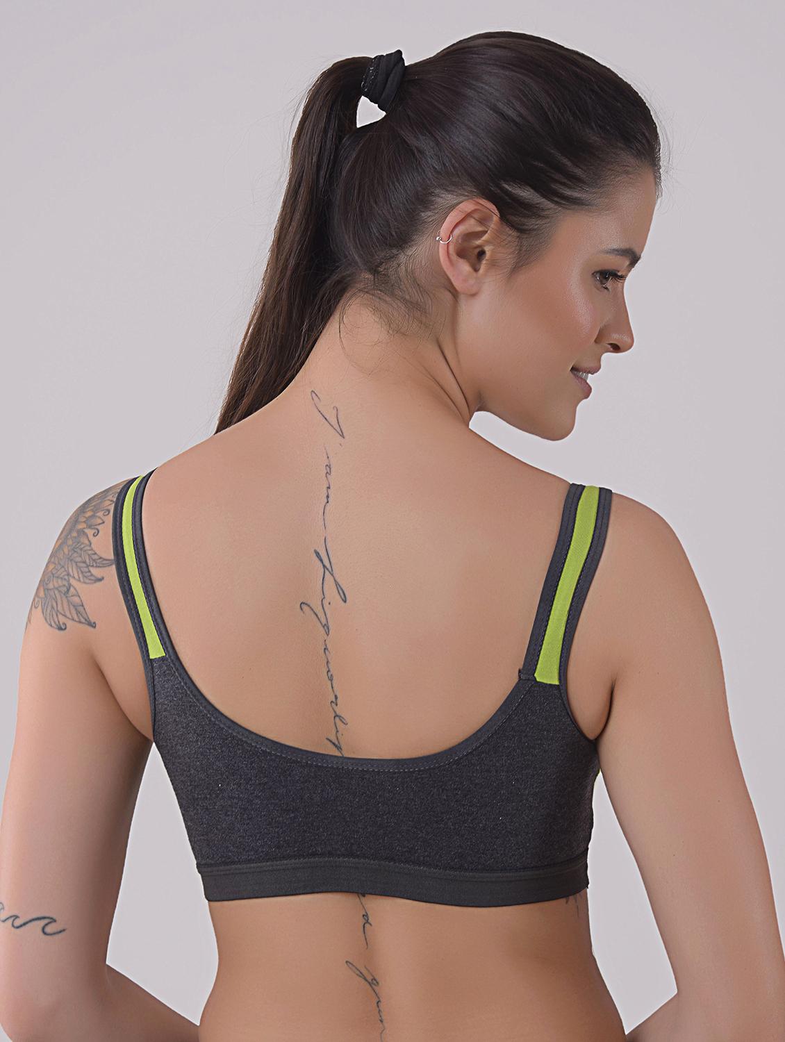 grey cotton blend sports bra - 20848550 - Standard Image - 2