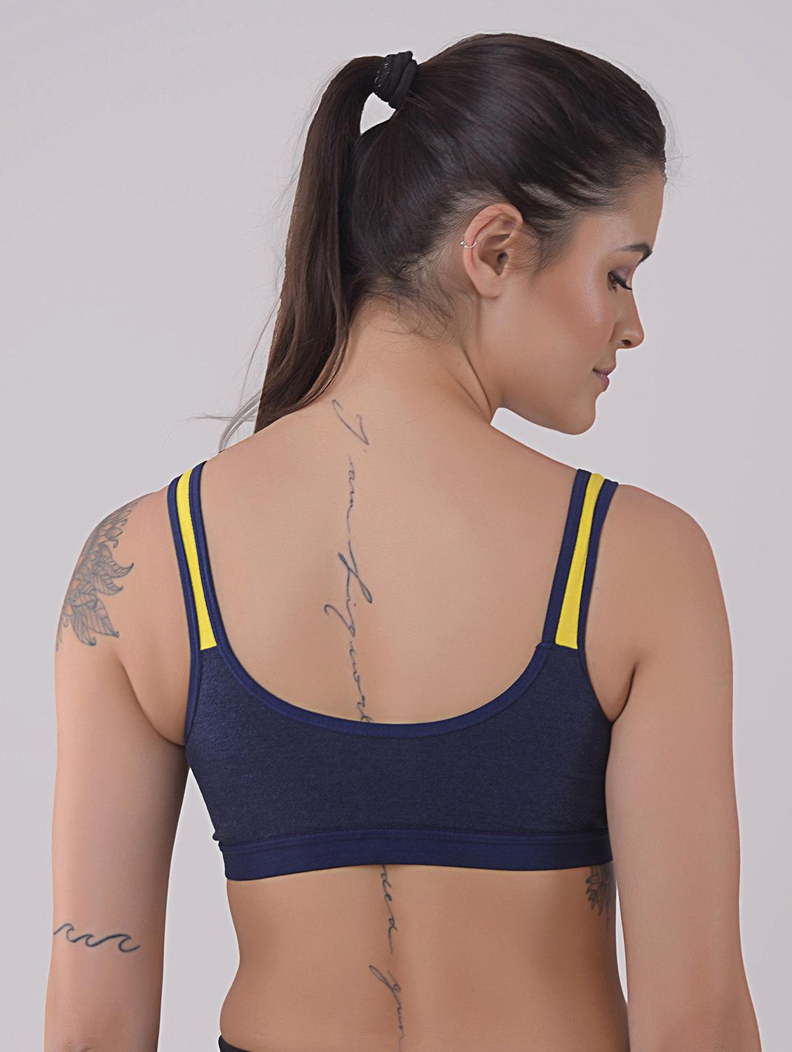 navy blue cotton blend sports bra - 20848551 - Standard Image - 2
