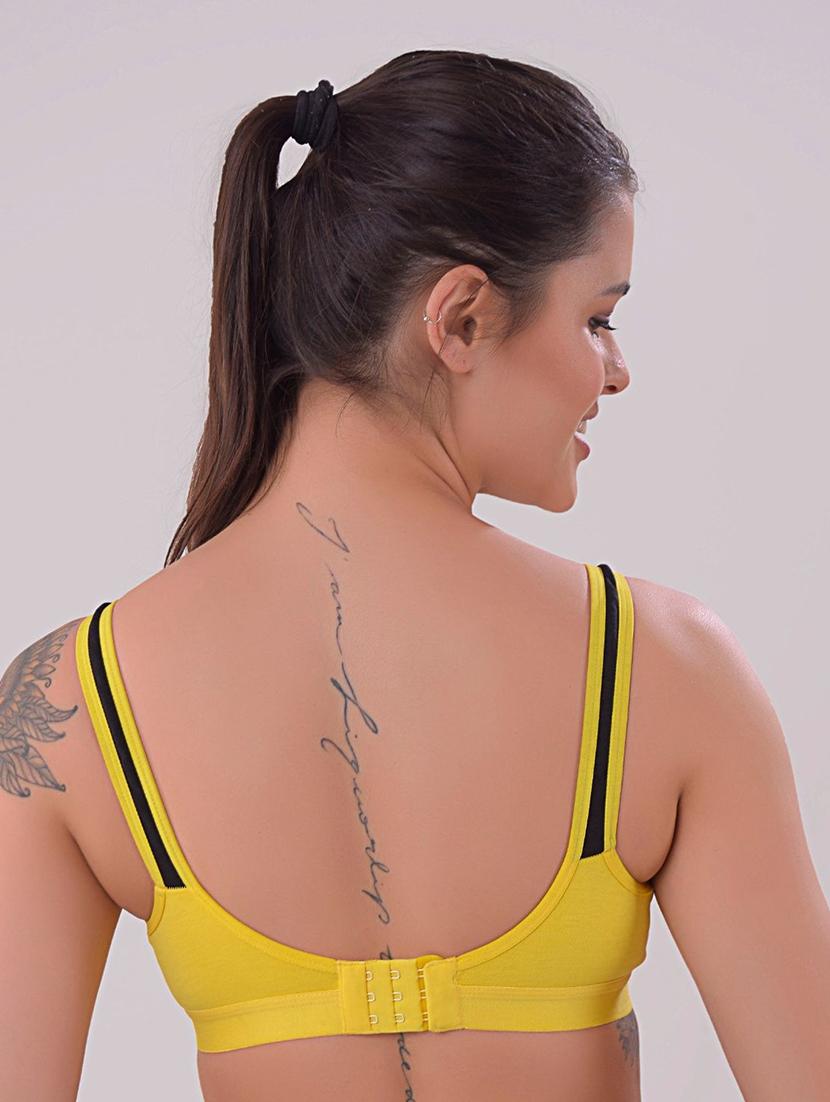 yellow cotton blend sports bra - 20848644 - Standard Image - 2
