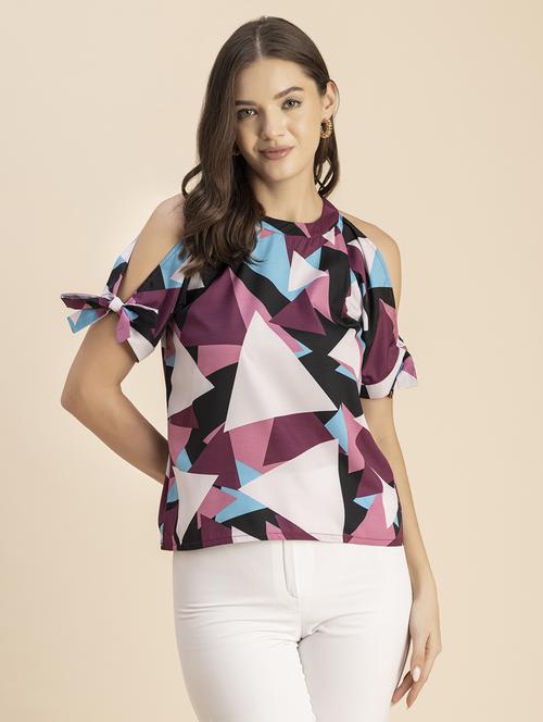 women multicolored geometric printed straight top - 20848811 - Standard Image - 0