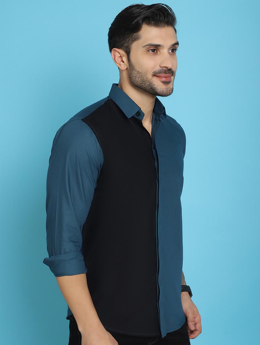 teal cotton cotton satin casual shirt - 20848826 - Standard Image - 2