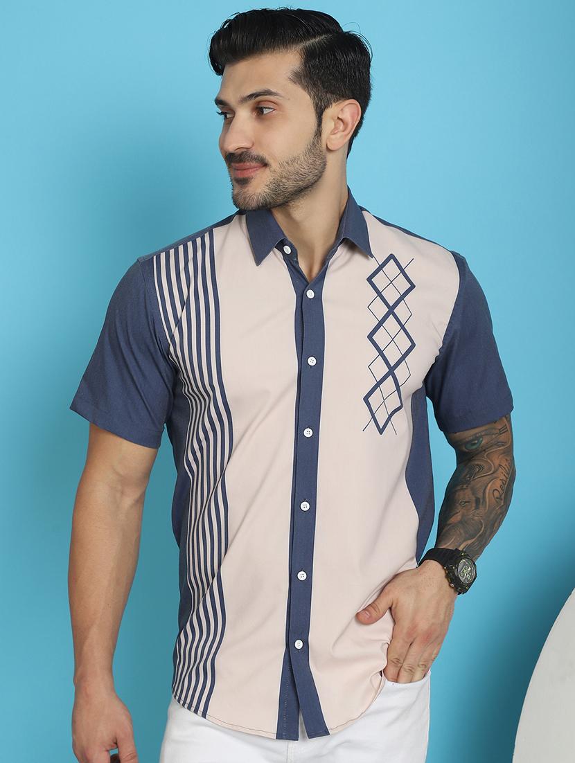 cream cotton blend casual shirt - 20848829 - Zoom Image - 0