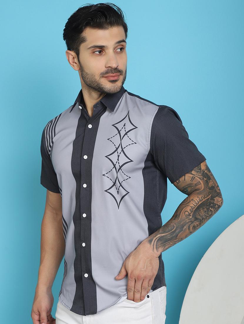 grey cotton blend casual shirt - 20848830 - Standard Image - 2