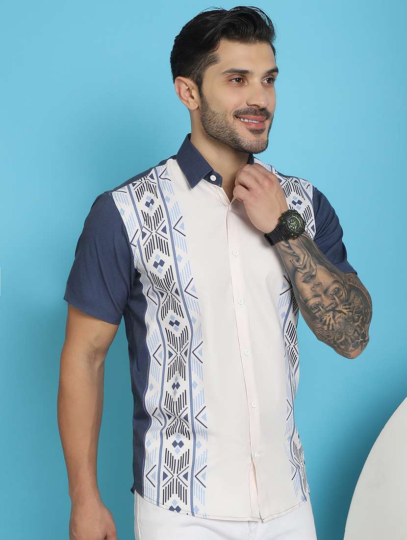 white cotton blend casual shirt - 20848832 -  Standard Image - 2