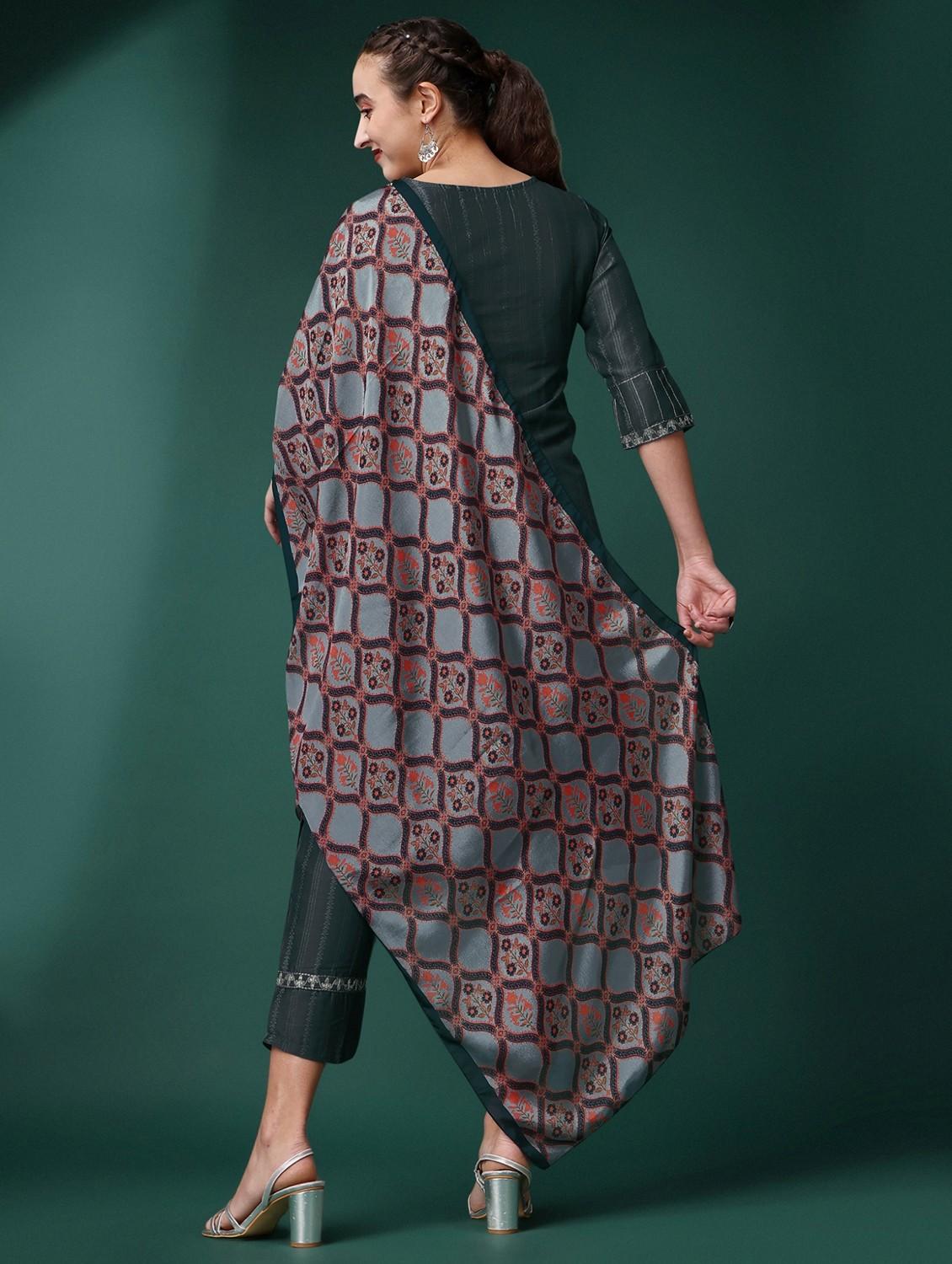 women green round neck kurta pant set with dupatta - 20848910 - Standard Image - 2