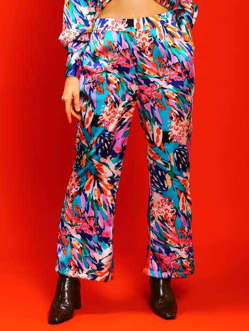 multicolored polyester flat front trouser - 20848912 - Standard Image - 0