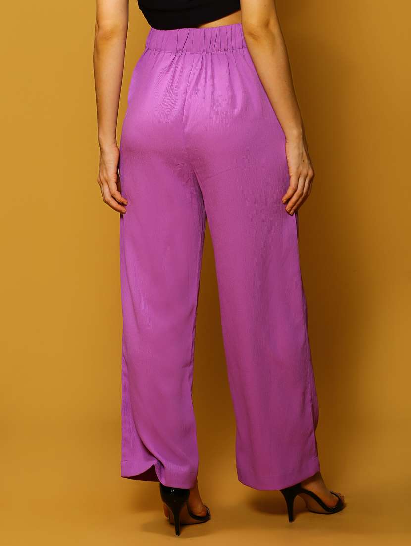 Purple Polyester Flat Front Trouser - 20848914 -  Standard Image - 2
