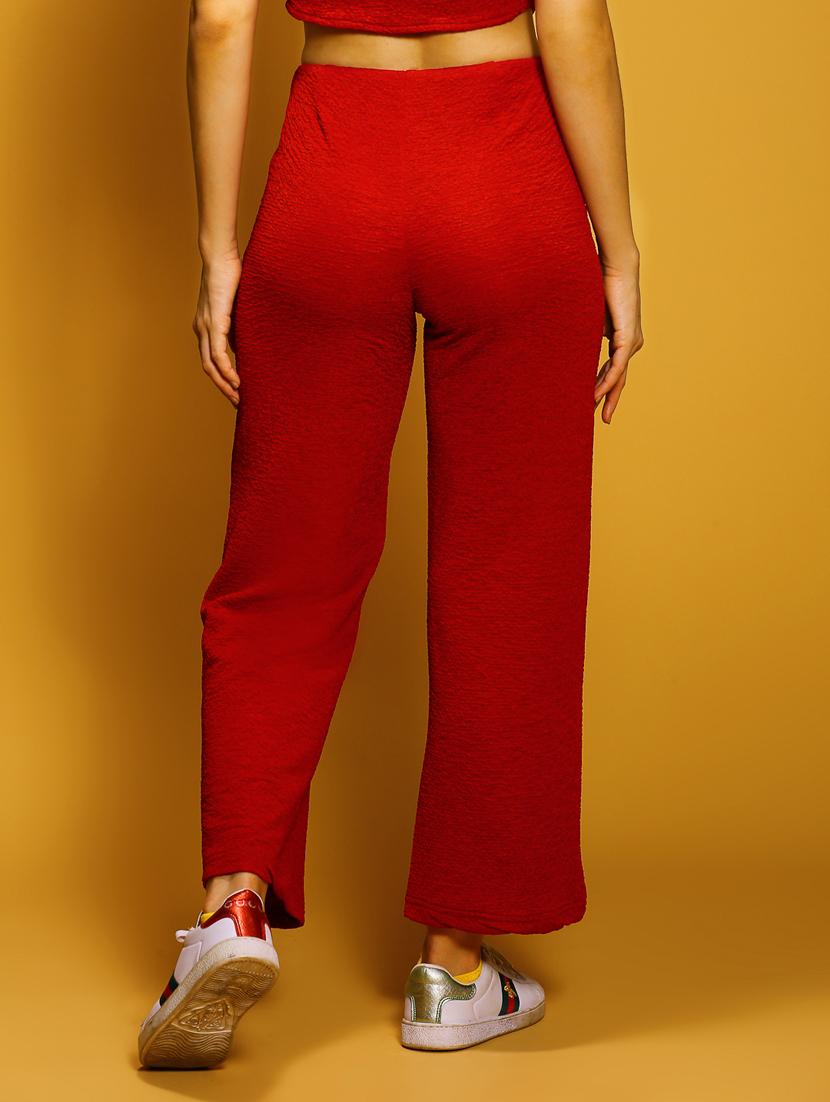 red polyester flat front trouser - 20848918 - Standard Image - 2