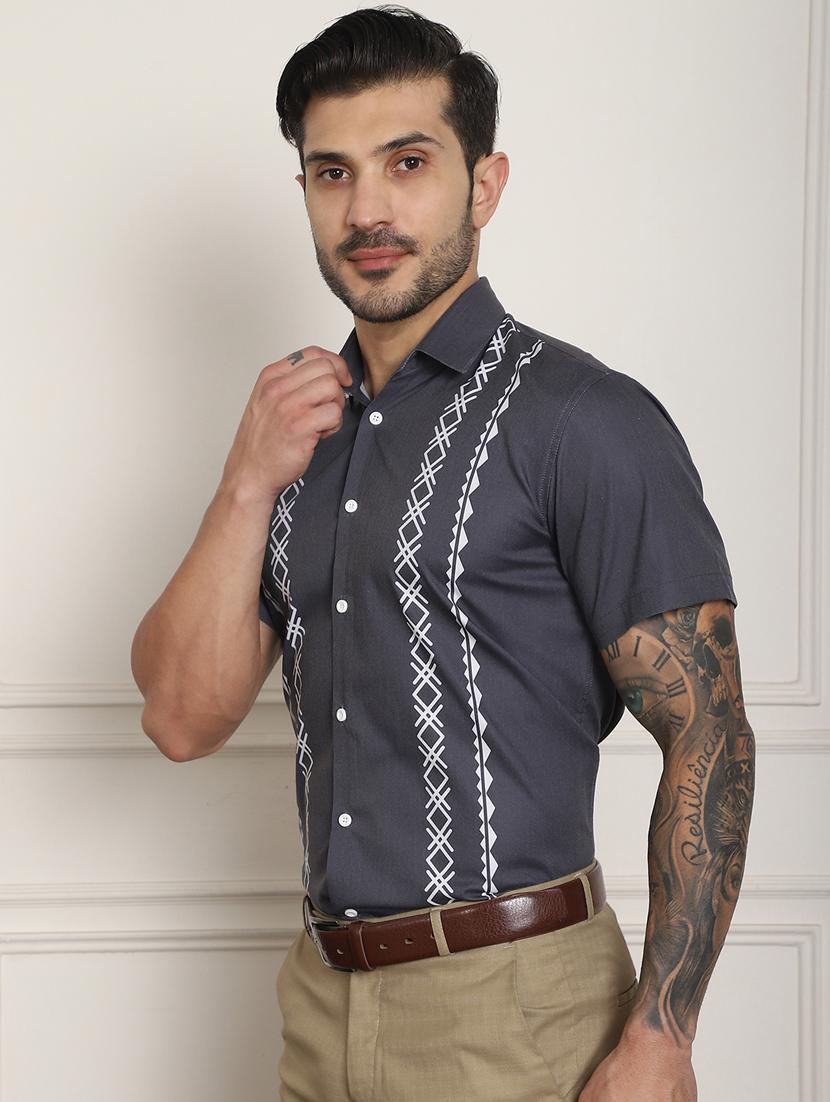 charcoal cotton blend casual shirt - 20848930 - Standard Image - 2