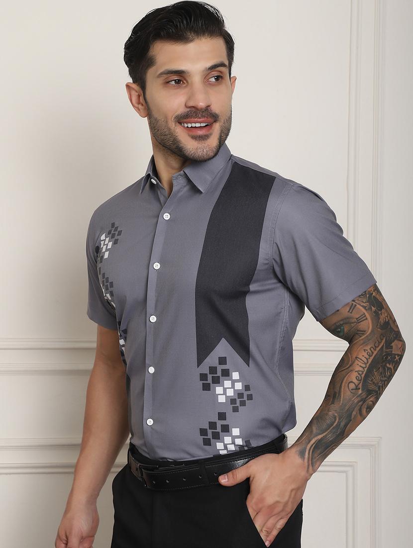 grey cotton blend casual shirt - 20848931 - Standard Image - 2
