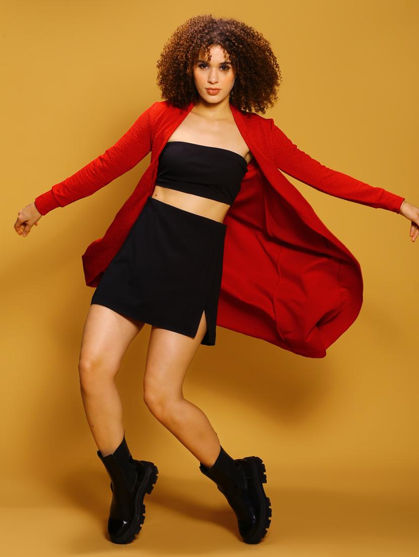 women red solid regular shrug - 20849022 -  Standard Image - 2