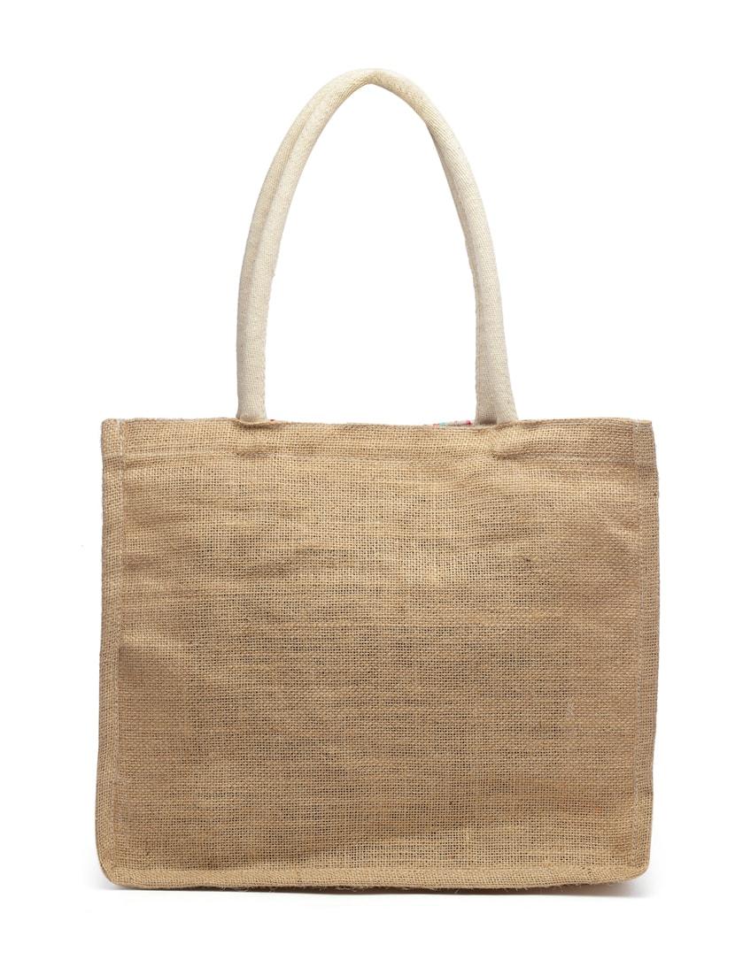 sisal khaki & multi boho striped jacquard jute shoulder bag - 20850248 - Standard Image - 2