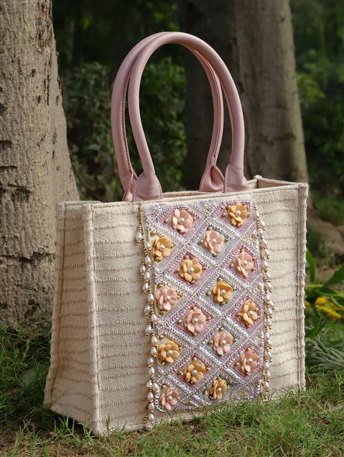 off white embellished handbag - 20850249 -  Standard Image - 0