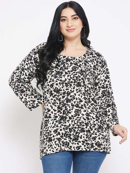 white printed plus size top - 20850540 -  Standard Image - 0
