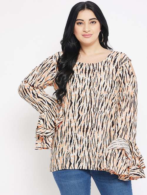 beige printed plus size top - 20850543 -  Standard Image - 0