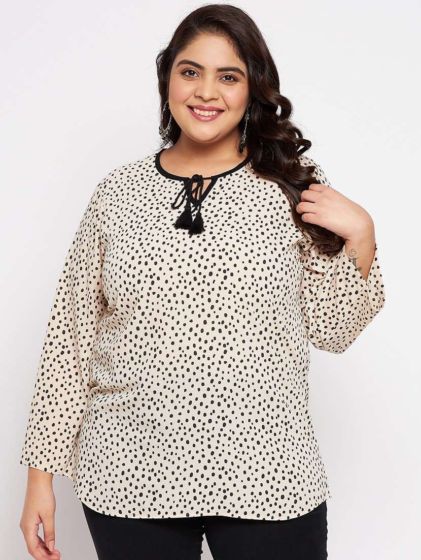 white printed plus size top - 20850548 -  Zoom Image - 0