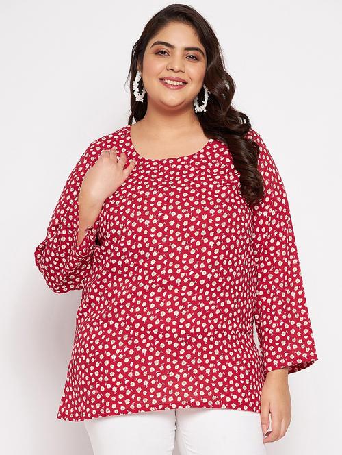 women printed crepe plus top - 20850552 - Standard Image - 0