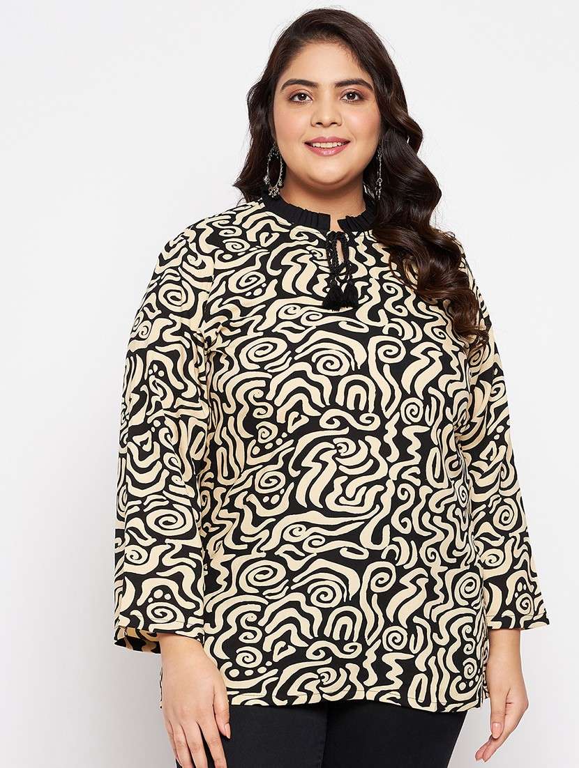 black printed plus size top