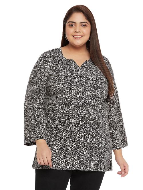 black printed plus size top - 20850562 -  Standard Image - 0