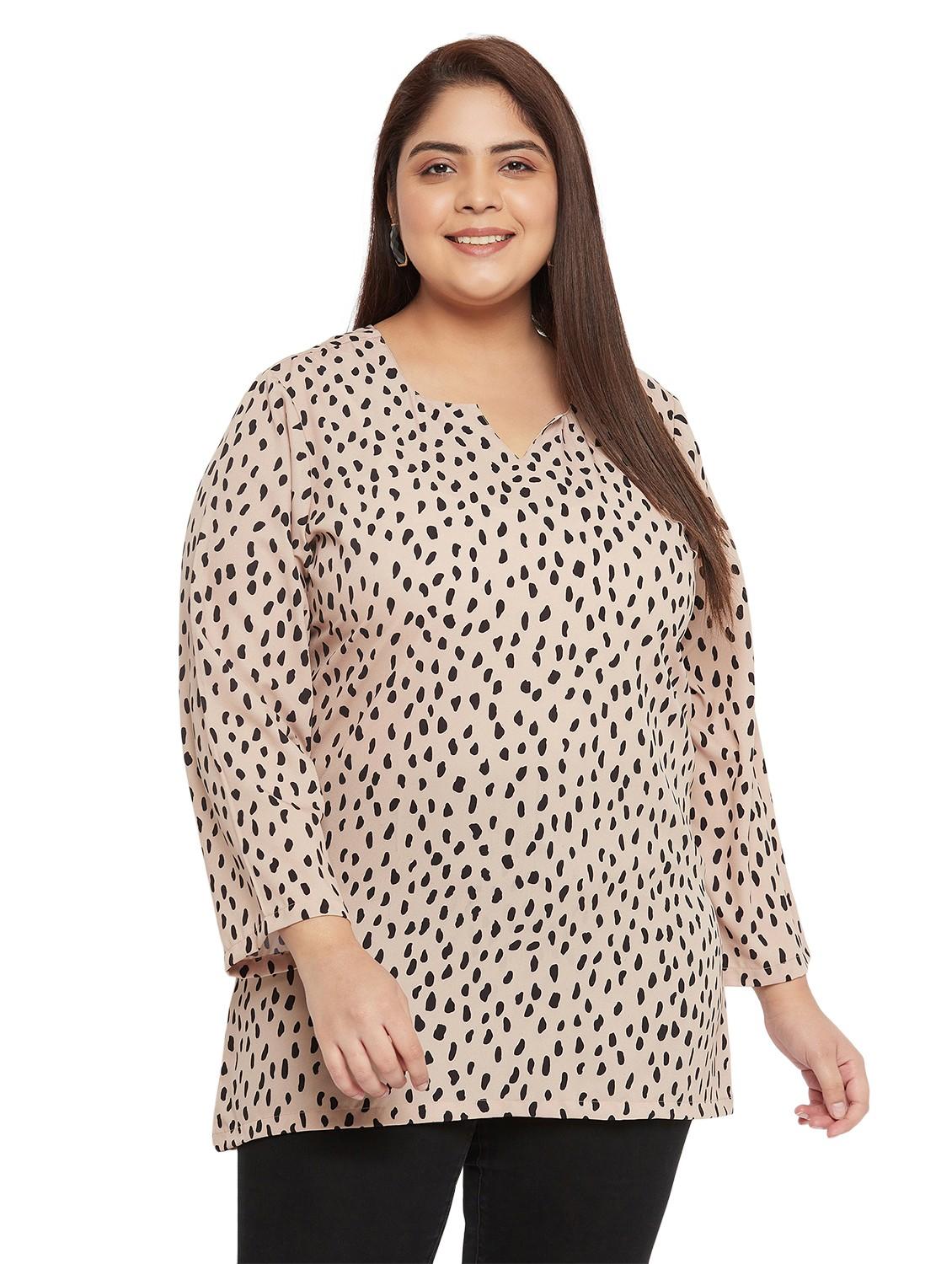 beige printed plus size top - 20850566 - Zoom Image - 0