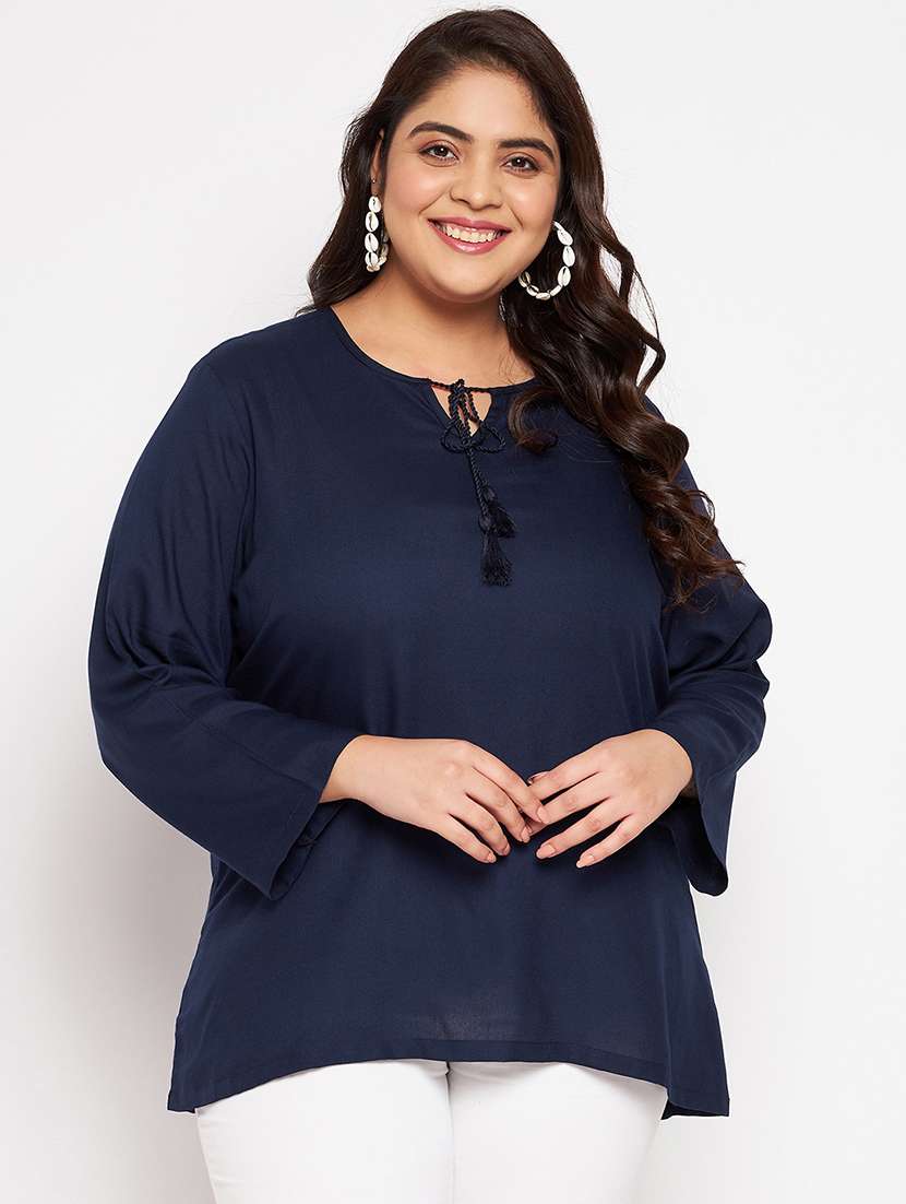 women solid plus top