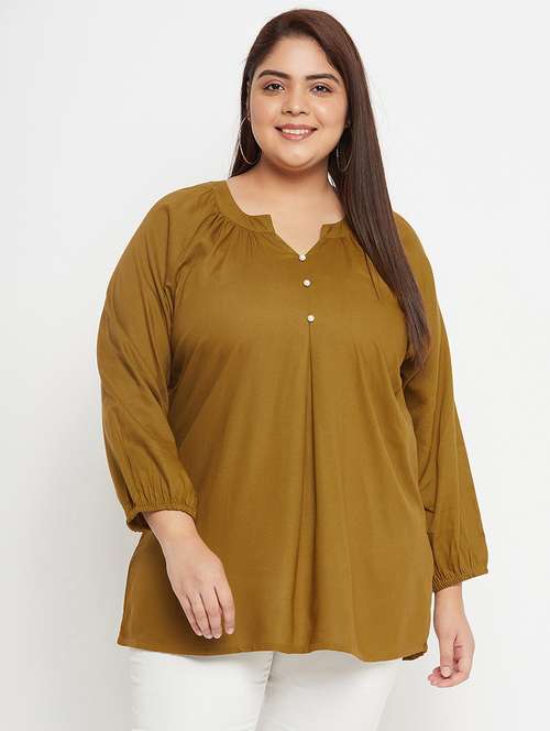 women green regular fit plus top - 20850586 -  Standard Image - 0