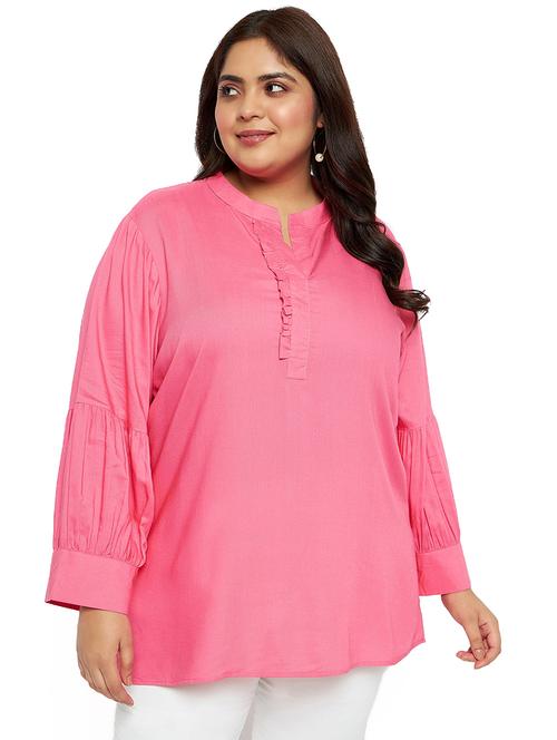  women pink solid plus size top - 20850596 -  Standard Image - 0