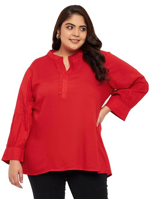 red rayon plus top - 20850597 -  Standard Image - 0