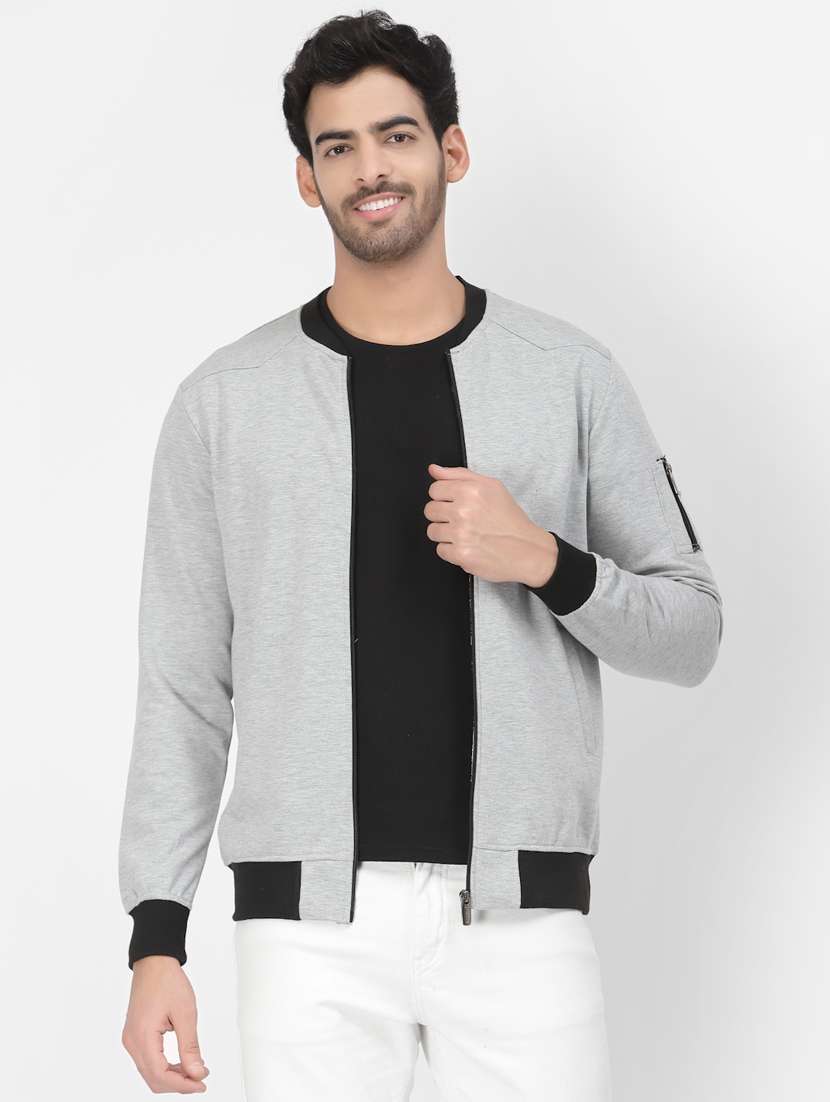 grey cotton blend casual jacket