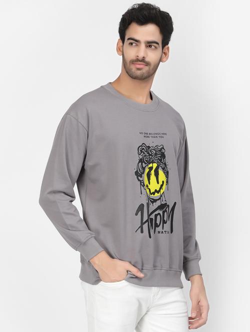 grey cotton blend printed sweatshirt - 20851148 -  Standard Image - 0