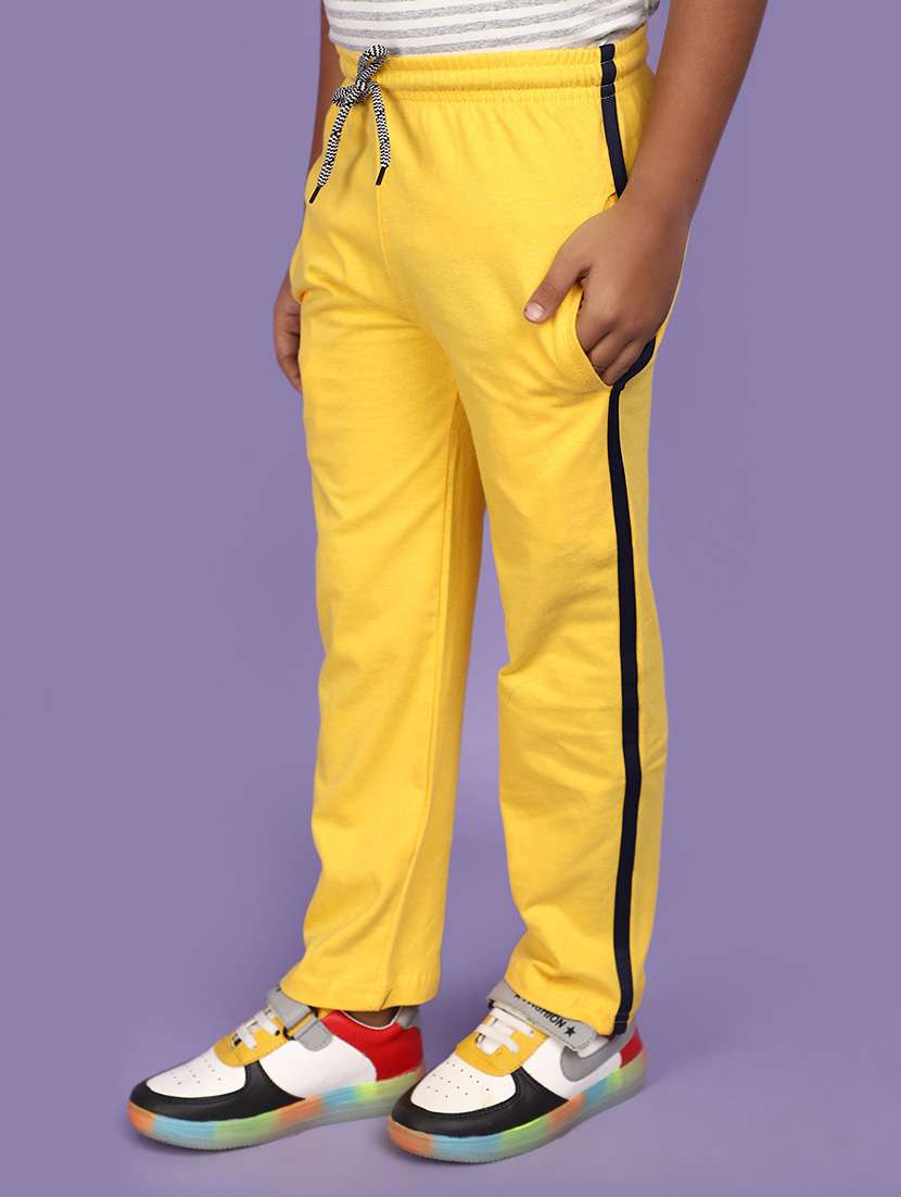 yellow side taped cotton casual track pant - 20852200 -  Standard Image - 2