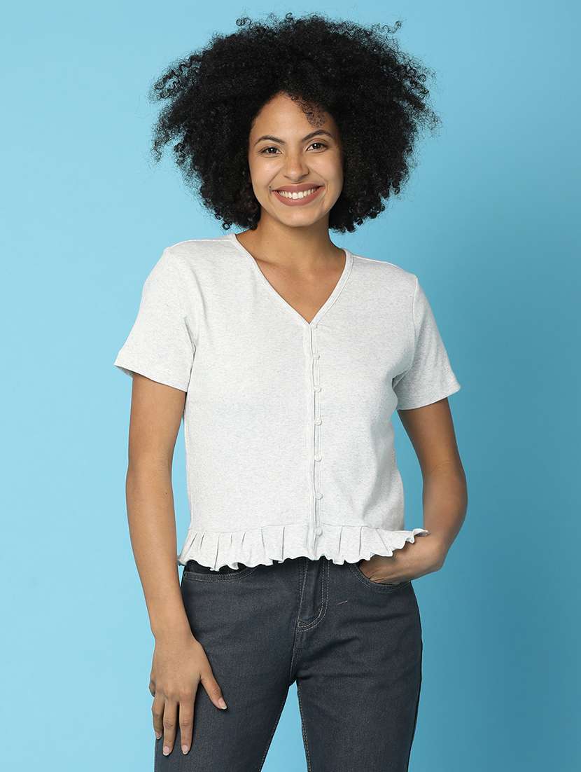 grey cotton regular tshirt