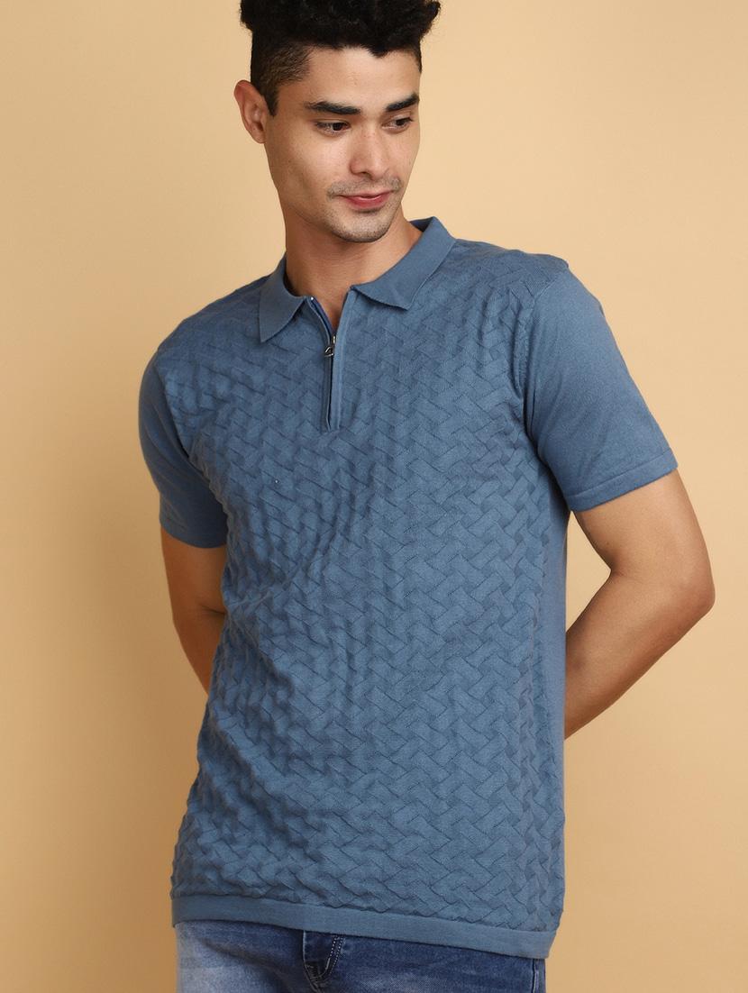 men polo neck self design t-shirt - 20852273 - Standard Image - 2
