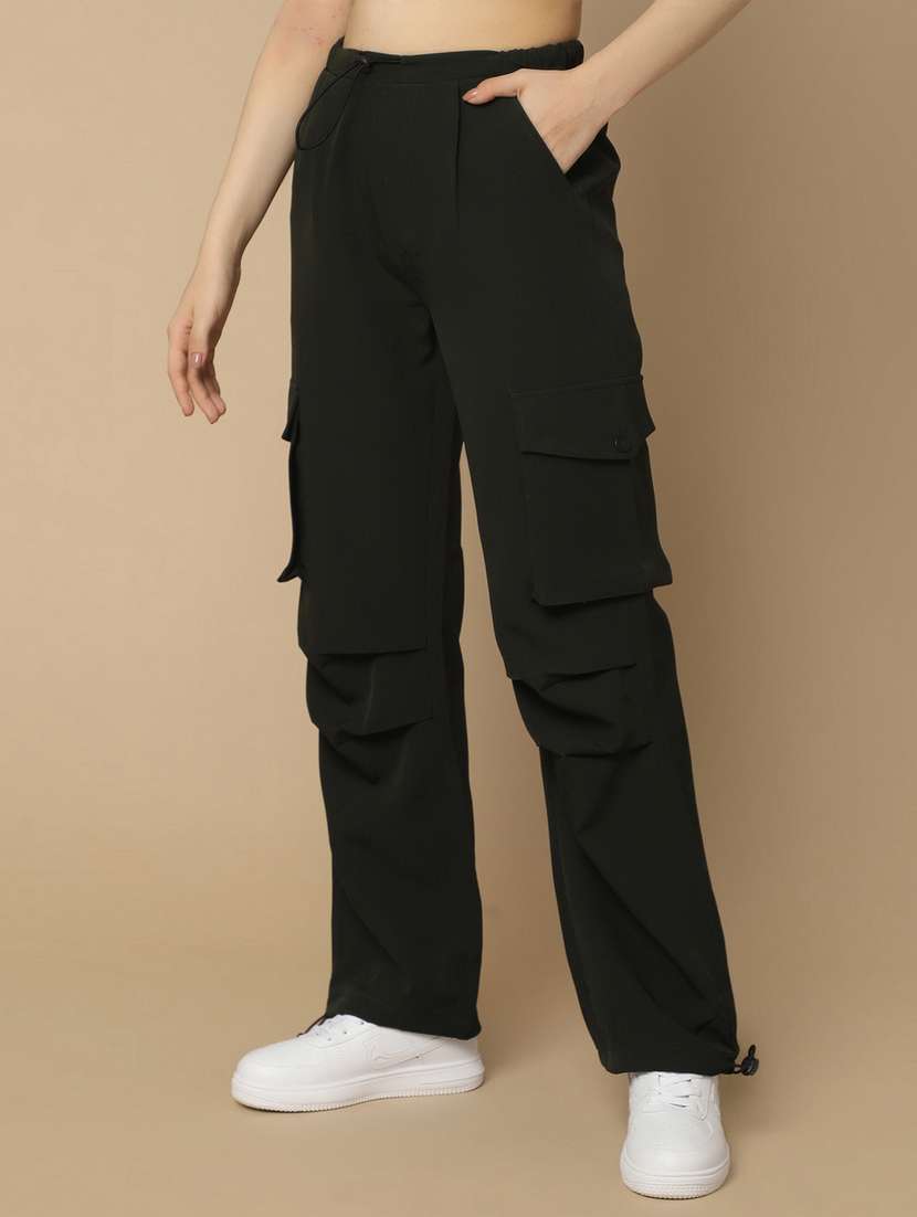 green polyester cargo trouser - 20852293 -  Standard Image - 2