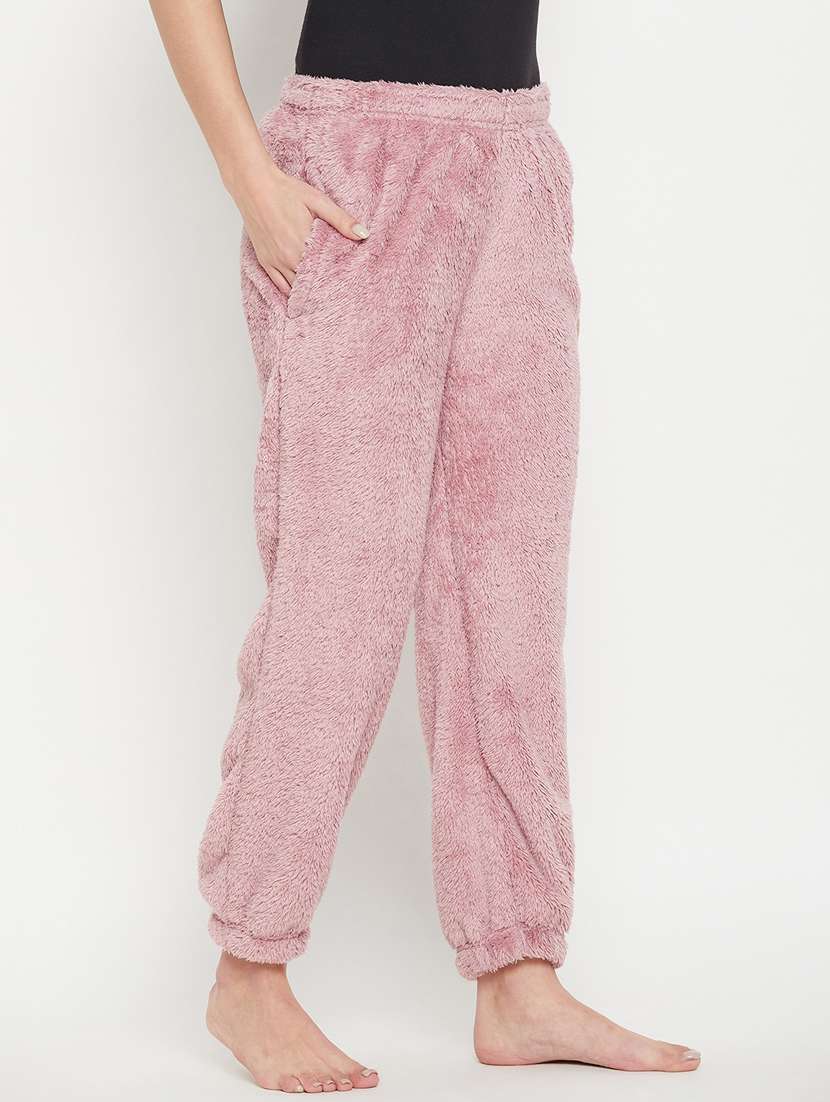 mauve fleece bottom wear - 20852347 -  Standard Image - 2