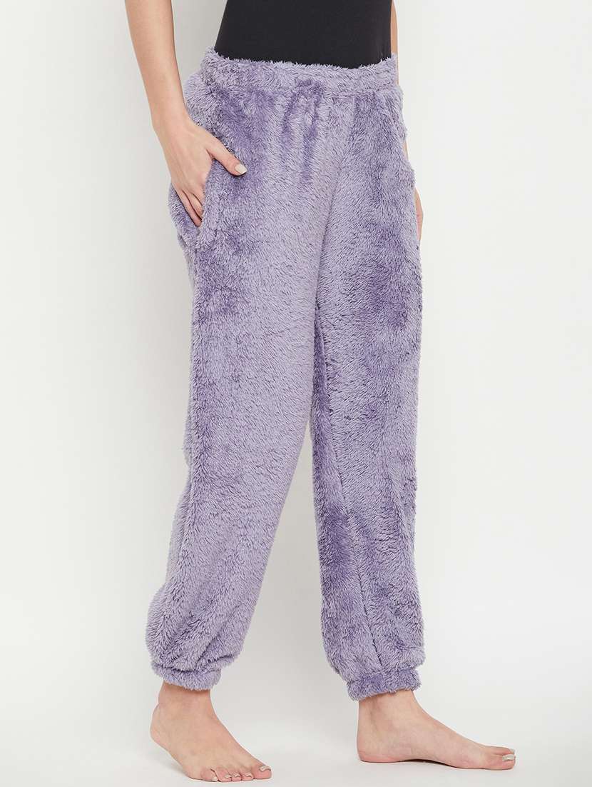 purple fleece joggers bottom wear - 20852351 - Standard Image - 2