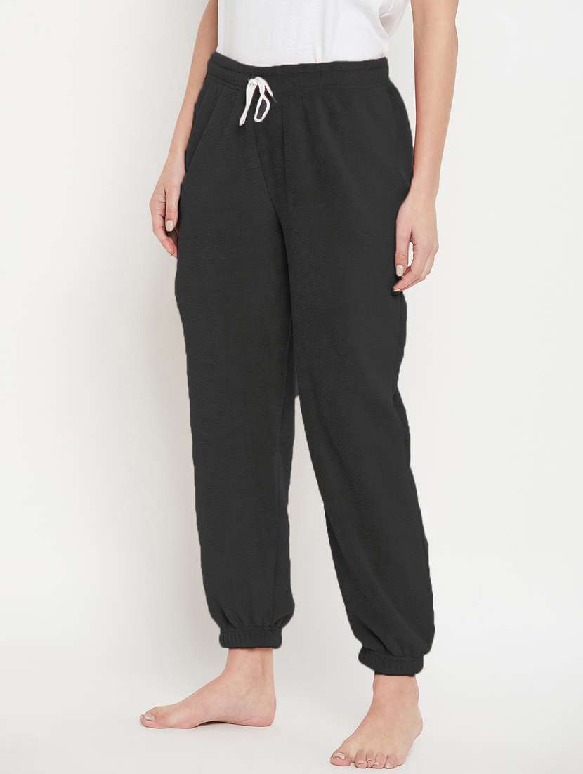 black fleece joggers bottom wear - 20852353 - Standard Image - 2