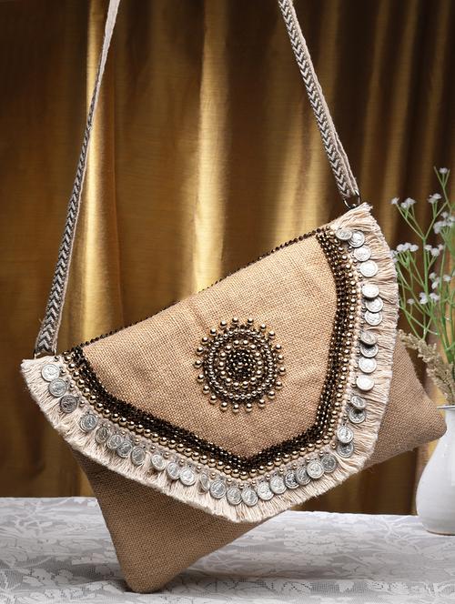 beige embellished sling bag - 20852384 -  Standard Image - 0