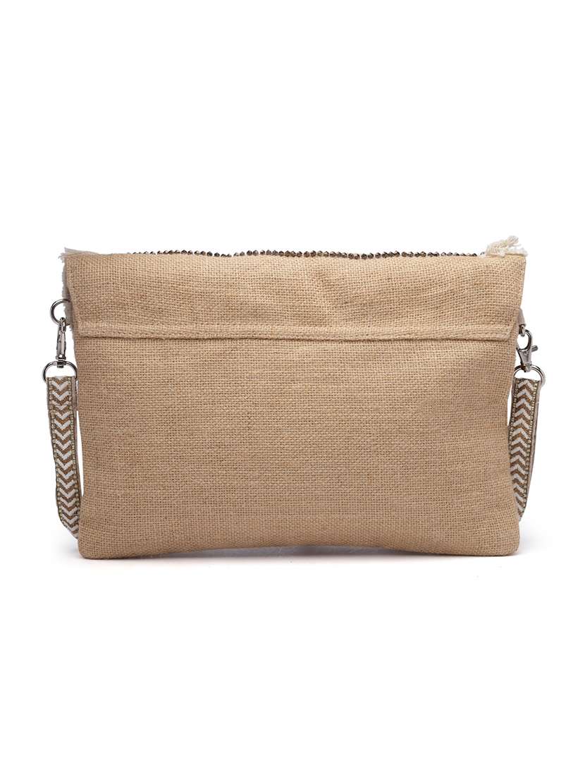 Beige Embellished Sling Bag