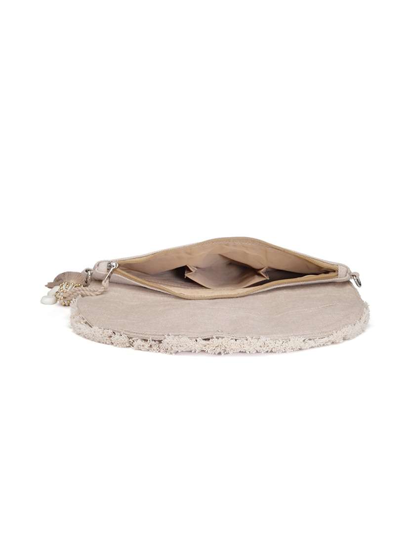 Cream Embellished Sling Bag