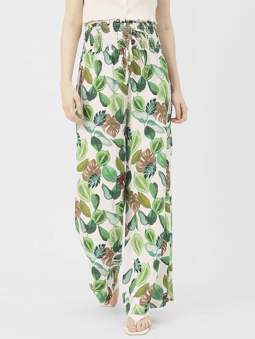women printed wide leg trouser - 20852405 - Standard Image - 0