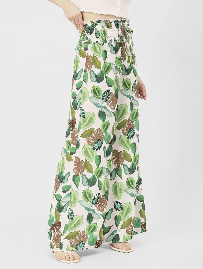 women printed wide leg trouser - 20852405 - Standard Image - 2