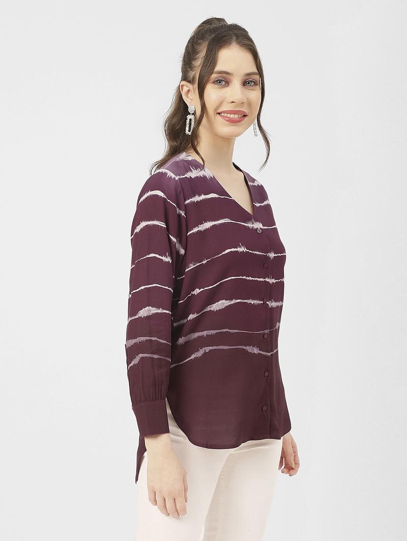 mauve rayon printed top - 20852426 - Standard Image - 2