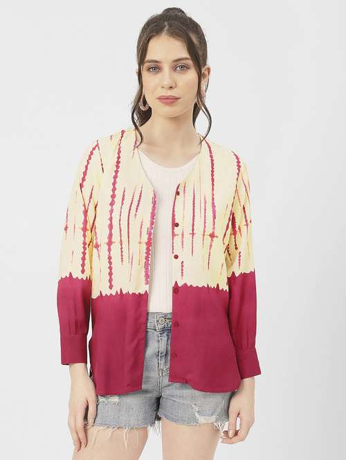 magenta & yellow printed regular shirt - 20852427 -  Standard Image - 0