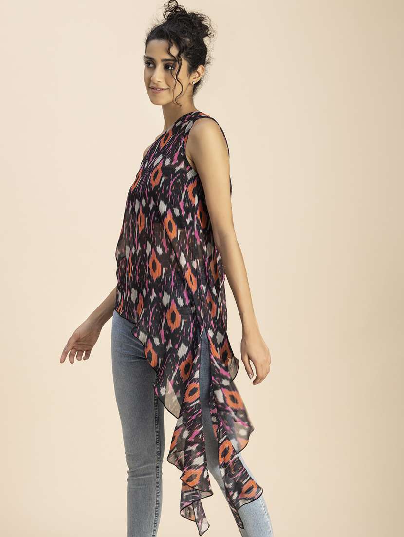 women multicolored aztec printed asymmetric top - 20852433 -  Standard Image - 2